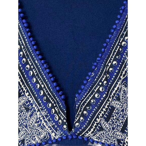 Free People XS Blue V-neck Tunic Mini Dress Sexy Babydoll Flowy Boho Festival - Picture 8 of 16